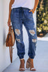 Pocketed Distressed Denim Jean